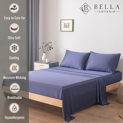 Bella Coterie Luxury Bamboo Viscose Split King Size Sheet Set | 2 Fitted Sheets - Image 3