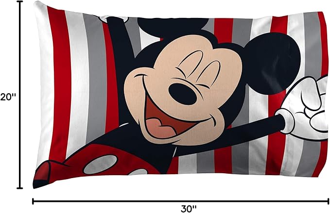 Jay Franco Disney Mickey Mouse Stripes 1 Pack Pillowcase - Image 4