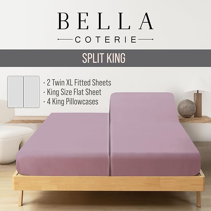 Bella Coterie 7 Piece Luxury Bamboo Viscose Split King Size Sheet Set | 2 - Image 2