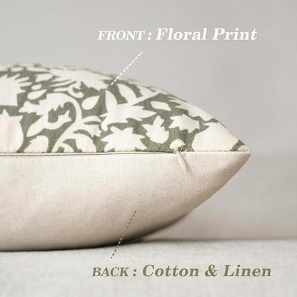 Foindtower Set of 2 Decorative Neutral Floral Throw Pillow Covers Accent - Image 2
