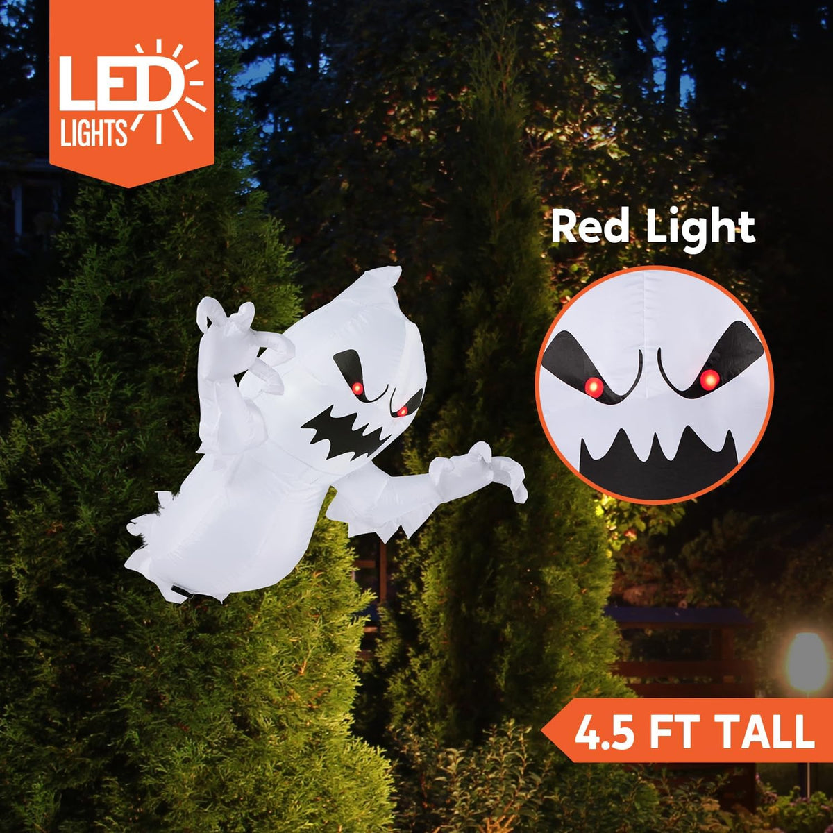 Joiedomi 4.5 FT Halloween Inflatable Ghost with Build-in LEDs, Blow Up Flying Ghost Broke Out from Window for Halloween Window Decorations, Yard, Garden, Lawn Decoration