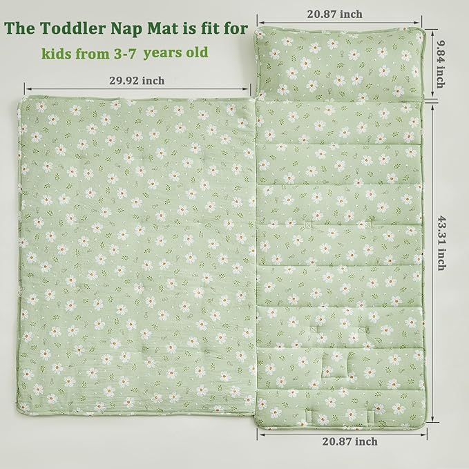 Toddler Nap Mat with Removable Pillow, Ultra Soft Slumber Bags - Image 2