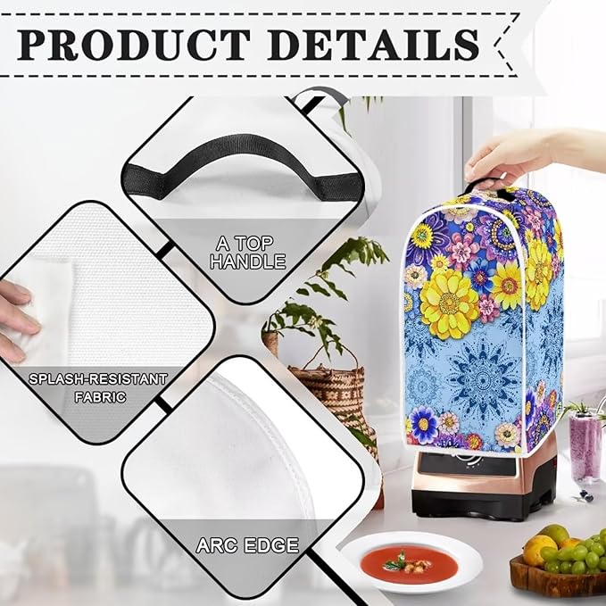 Boho Mandala Floral Toaster Cover 4 Slice Washable Blender Cover Kitchen Small - Image 3