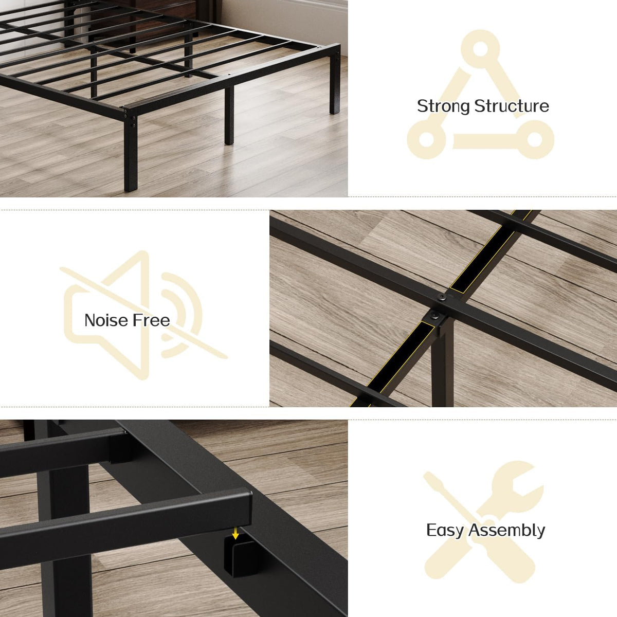 olevs queen bed frame with headboard, smart led on a desk or shelf