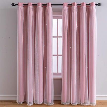 FANLI 2 Panels Star Blackout Curtains by FANLI