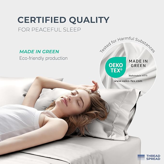 THREAD SPREAD 100% Egyptian Cotton Sheets Queen Size Bed Set - Image 6