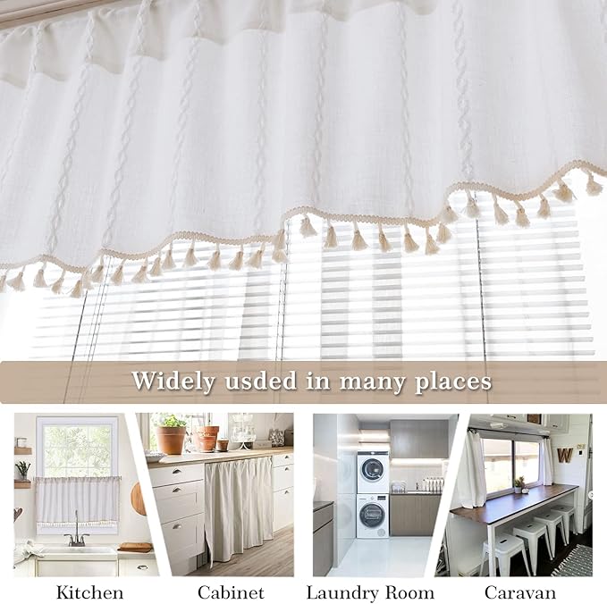 ColorBird Kitchen Curtains Window Valances Boho Short Curtains & Drapes 36 Inch - Image 5