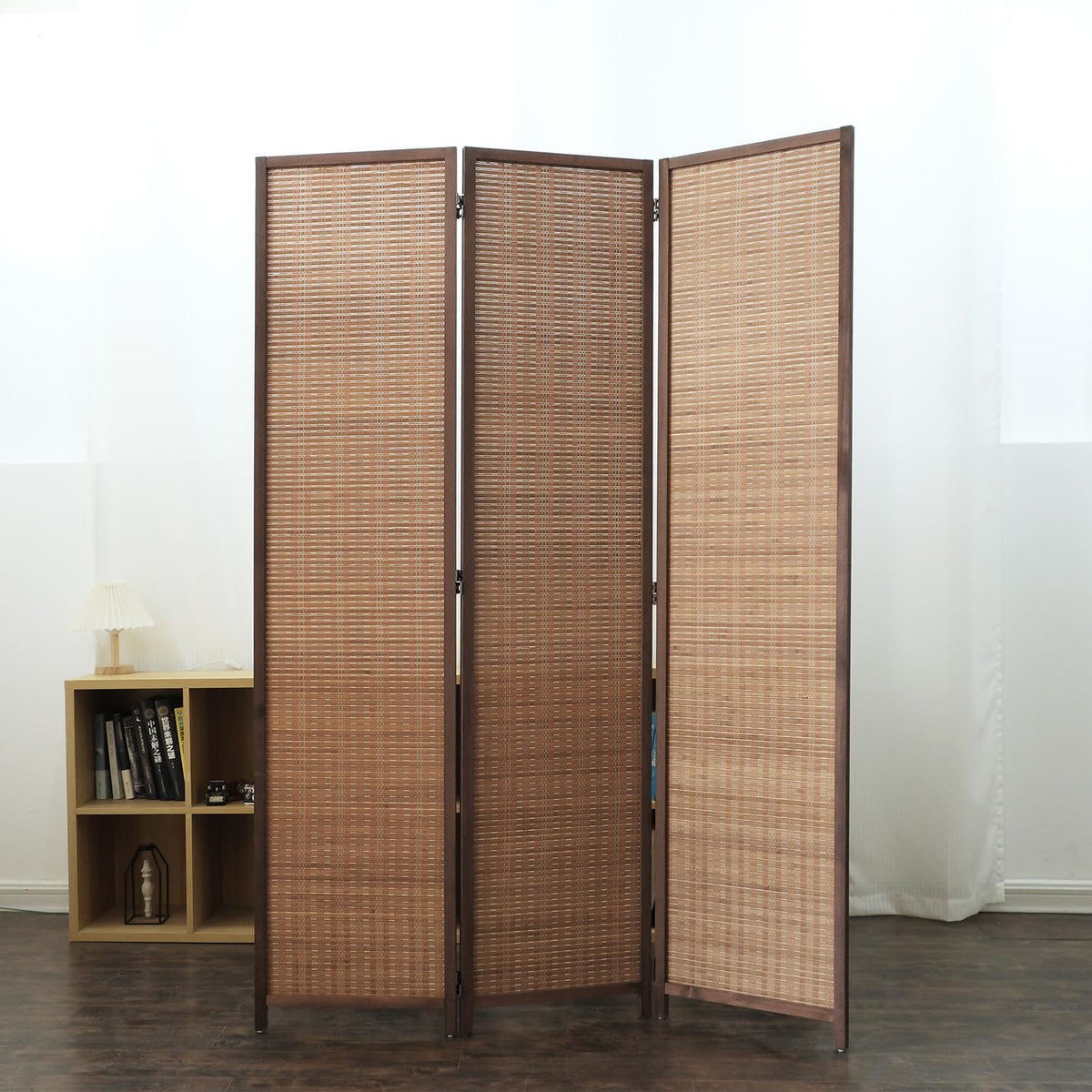 furnnylane 3 panel bamboo room divider - 5.6 shown in use