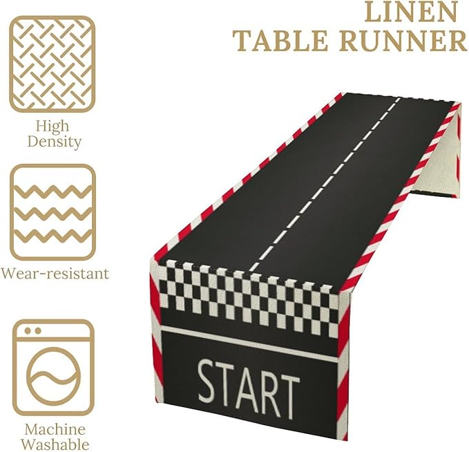 Racetrack Table Runner Runway Road Sport Racing Theme Spring Seasonal Dinner - Image 4