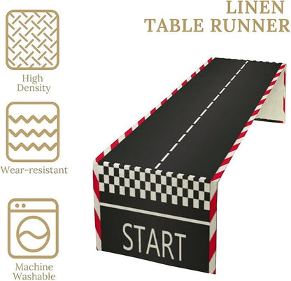 Racetrack Table Runner Runway Road Sport Racing Theme Spring Seasonal Dinner - Image 4
