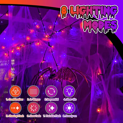 Halloween String Lights Orange and Purple 165ft 500 LED