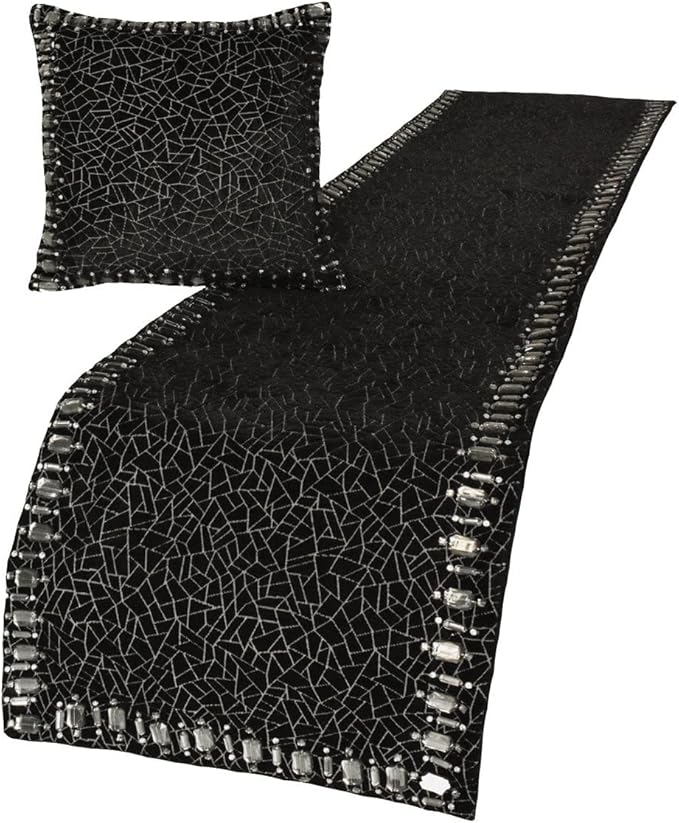 The HomeCentric King/Queen/Twin Black Decorative Twin 53"x18" Bed Runner - Image 4
