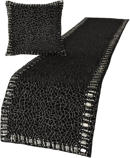 The HomeCentric King/Queen/Twin Black Decorative Queen 74"x18" Bed Runner - Image 4