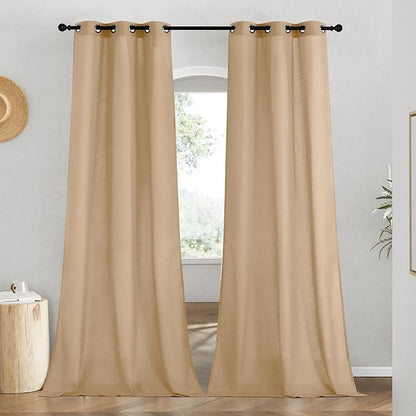 NICETOWN Rustic Linen 96 inch Long Curtains by NICETOWN