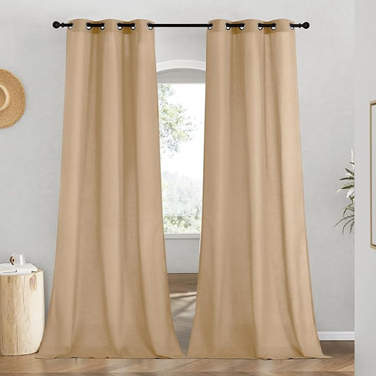 NICETOWN Rustic Linen 96 inch Long Curtains by NICETOWN