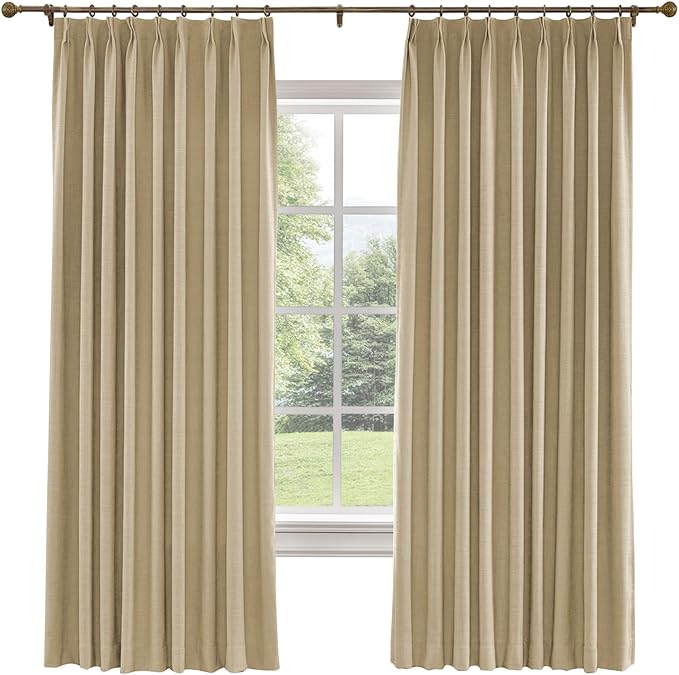 TWOPAGES 84 W x 96 L inch Pinch Pleated Curtain Room Darkening Linen Drapery by TWOPAGES