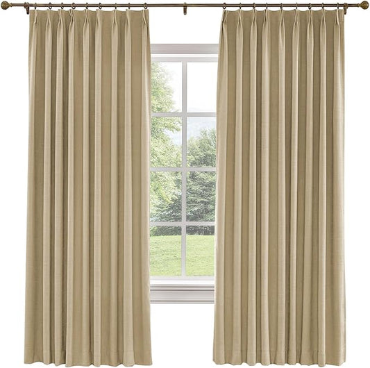 TWOPAGES 84 W x 96 L inch Pinch Pleated Curtain Room Darkening Linen Drapery by TWOPAGES