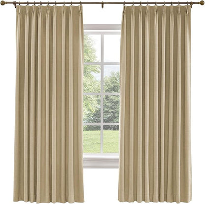 TWOPAGES 84 W x 84 L inch Pinch Pleated Curtain Room Darkening Linen Drapery by TWOPAGES
