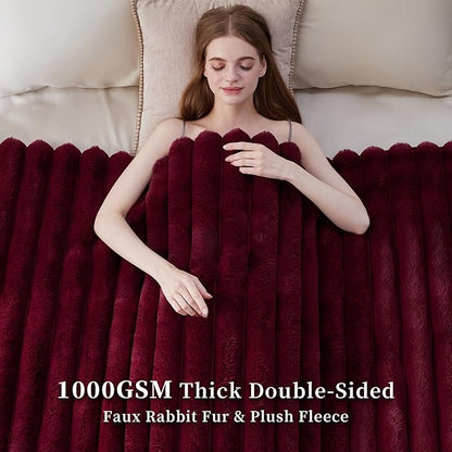 Fluffy Faux Fur Throw Blanket, Thick 1000GSM Soft Cozy Throw Blankets - Image 4