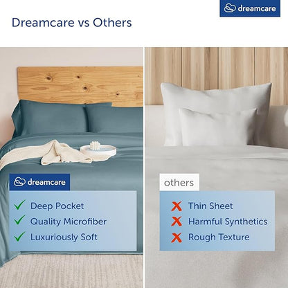 DREAMCARE Queen Sheet Set – 4 pcs Cooling Sheets – up to 21” Extra Deep Pocket - Image 7