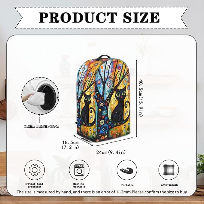 Whimsical Black Cat Tree Blender Dust Cover - Image 6