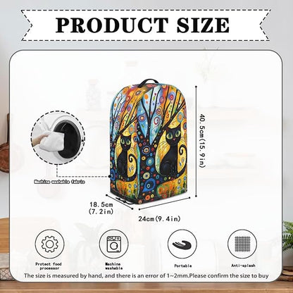 Whimsical Black Cat Tree Blender Dust Cover - Image 6