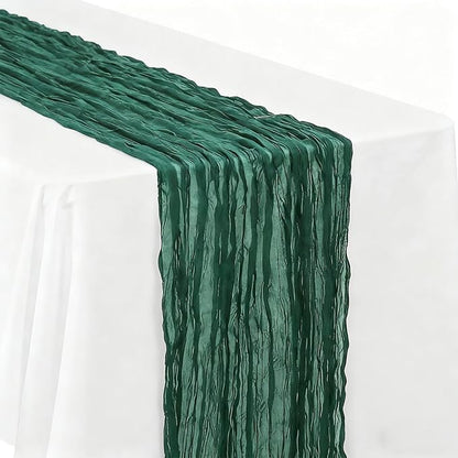 BALCONY & FALCON Emerald Green Cheesecloth Table Runner 10FT 120 Inch Rustic & - Image 5