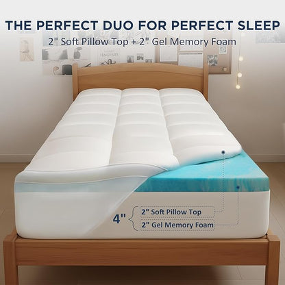 Dual Layer 4 Inch Memory Foam Twin XL Mattress Topper - Image 2