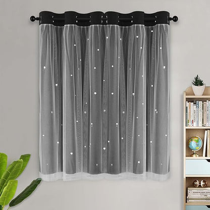 Kinryb Kids Blackout Curtains 63 Inch Length 2 Layer Blackout Curtains Room - Image 2