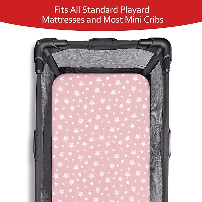 Pack and Play Sheets Girl, 4 Pack Mini Crib Sheets, Stretchy Pack n Play - Image 3