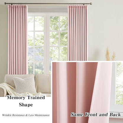 KEQIAOSUOCAI Pinch Pleated Pink Blackout Curtains Short 2 Panels Set 45 Inch - Image 6