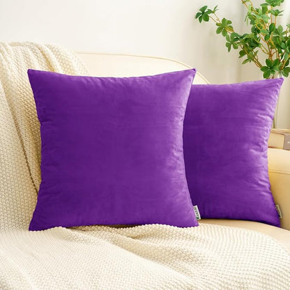 HWY 50 Purple Velvet Throw Pillow Covers 20x20 Inch by HWY50