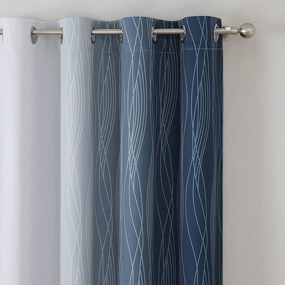 Estelar Textiler Full Room Darkening Greyish White and Navy Blue Blackout - Image 4
