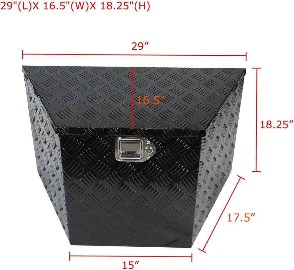 29 X 16.5 X 18 Inch Black Heavy Duty 5 Bar Tread Aluminum Trailer Tongue Box ...