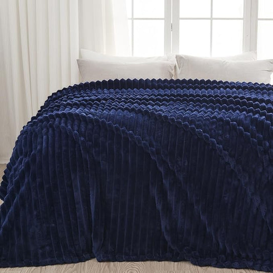 NEWCOSPLAY Super Soft King Blanket Dark Navy Premium Silky Flannel Fleece 3D by NEWCOSPLAY