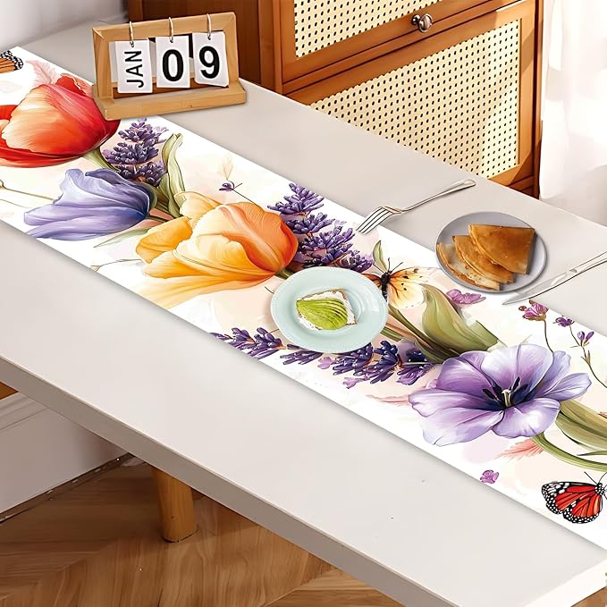Floral Table Runner – 13x72 Inch Spring Summer Table Decor - Image 7