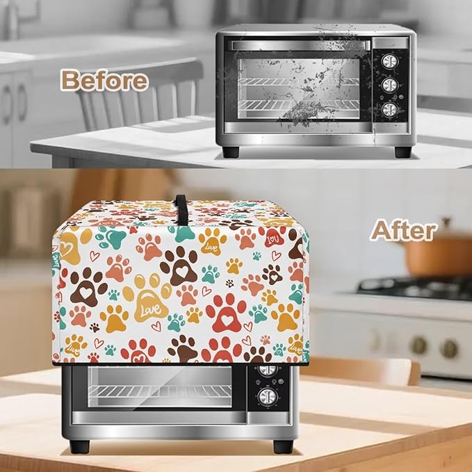 Microwave Oven Dust Cover, Dog Paw Polyester Dust Cover - Image 4