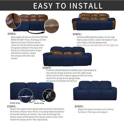 Easy-Going 8 Pieces Recliner Sofa Stretch Sofa Slipcover Sofa Cover Furniture - Image 4