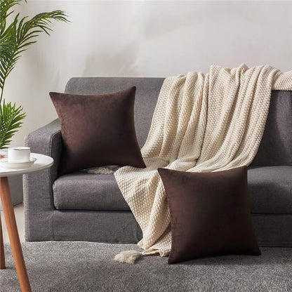 Decorative Pillow Cases 16x16 Chocolate Brown: 2 Pack Cozy Soft polyester - Image 4