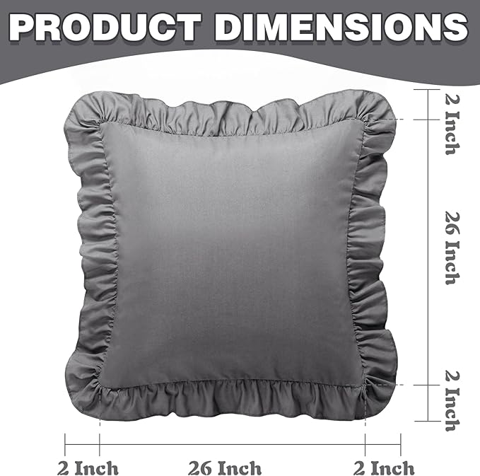 KKJIAF Ruffle Pillow Cases 26x26 Inches, Microfiber Wrinkle Resistant Pillow - Image 3