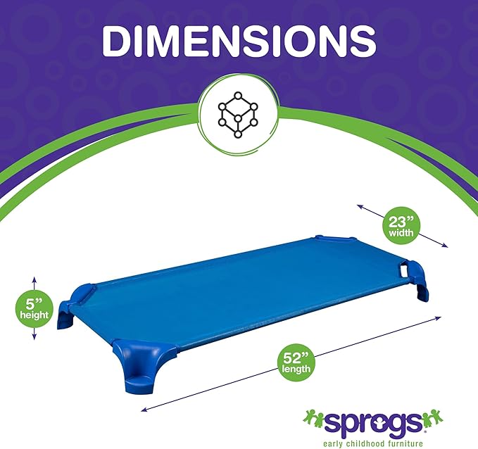 Sprogs Heavy-Duty Stackable Standard Size 52"L Daycare Cots - Image 7