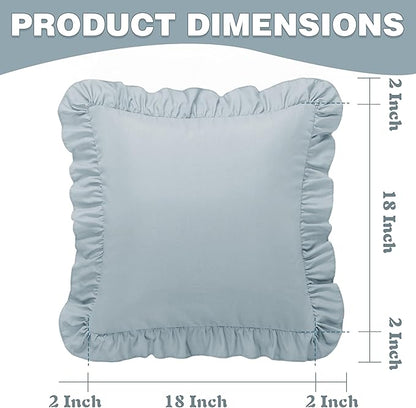 KKJIAF Ruffle Pillow Cases 18x18 Inches, Dusty Blue Square Ruffled Pillow - Image 3