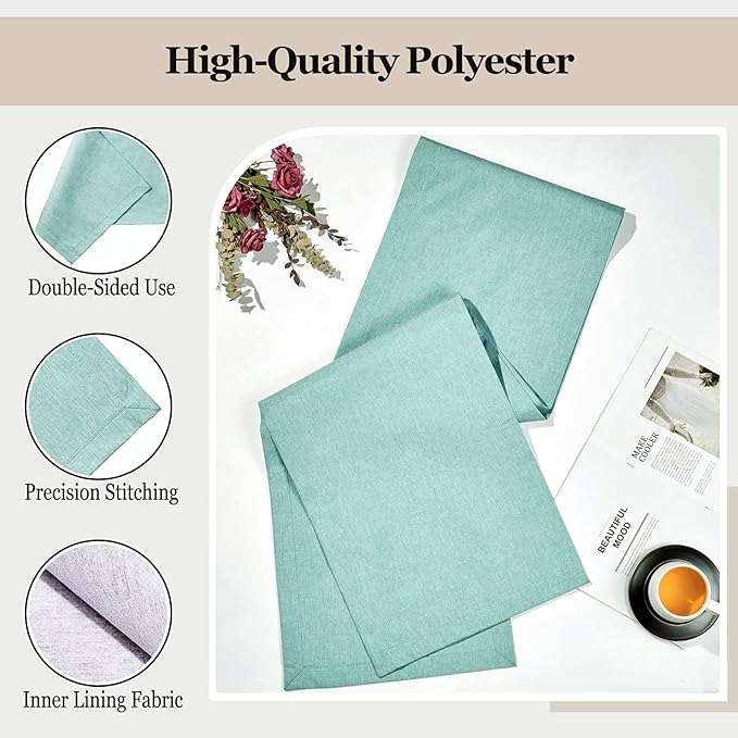 Mebakuk Linen Farmhouse Table Runner Large Burlap Style Soft and Waterproof - Image 3