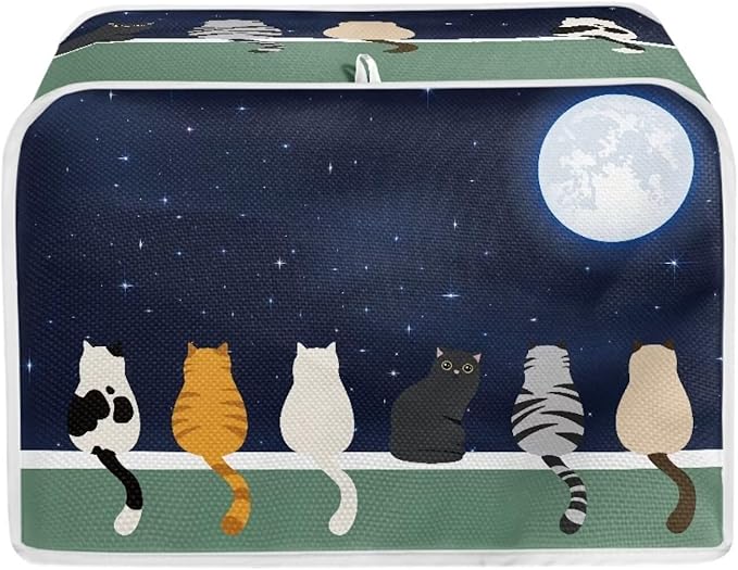 Galaxy Print Oven Protector, Moon Cat 4 Slice Toaster Cover, Anti Dust by Baxinh