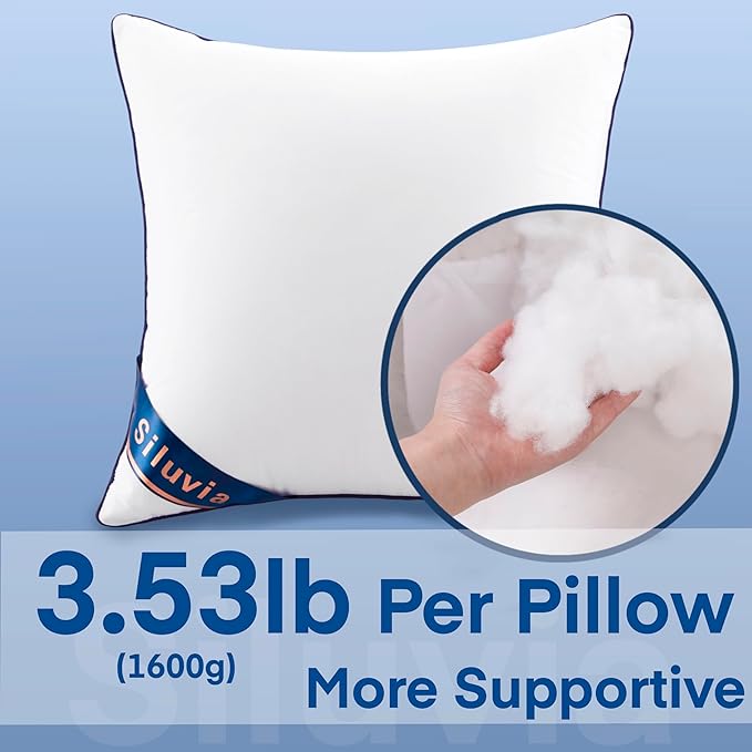 Siluvia 30"x30" Pillow Inserts Set of 2 Square Throw 30 Pillows - Image 5
