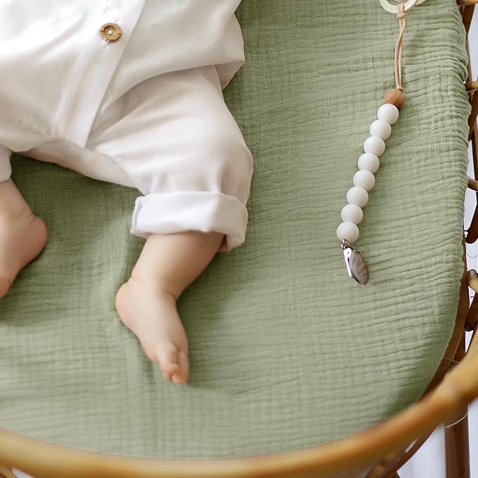 lulumoon Baby Muslin Bassinet Sheets: Cotton Bassinet Sheets Neutral - Image 8
