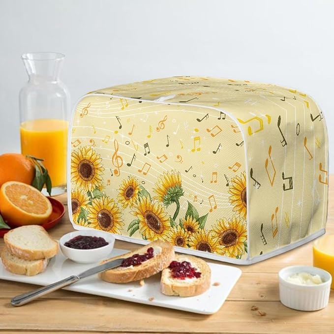 Sunflower Music A Print Bread Maker Cover, Anti Dust Fingerprints Toaster Covers - Image 5