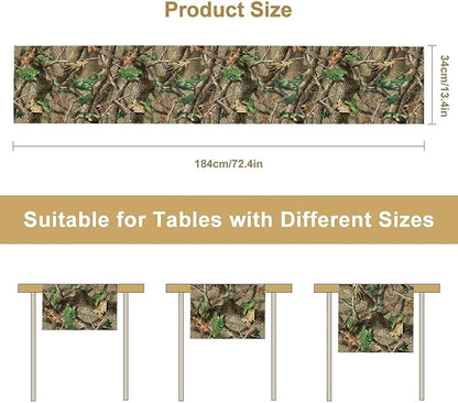 Forest Camouflage Table Runner, Camo Conifer Oak Branches Mossy Hunting Lodge - Image 7