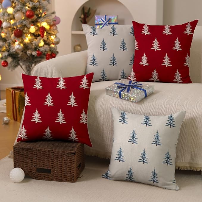DFXSZ Christmas Pillow Covers 18x18 inch Set of 2 Christmas Tree Decorative Red - Image 5