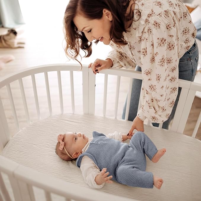 lulumoon Baby Muslin Bassinet Sheets: Cotton Bassinet Sheets Neutral - Image 3